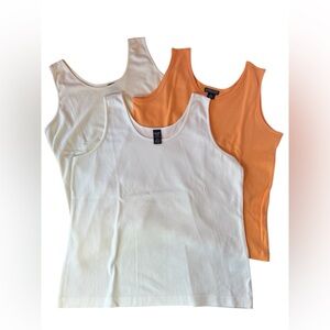 Three! Lands’ End Women’s Tank Top Lot of 3 Size Large in Cream White & Orange